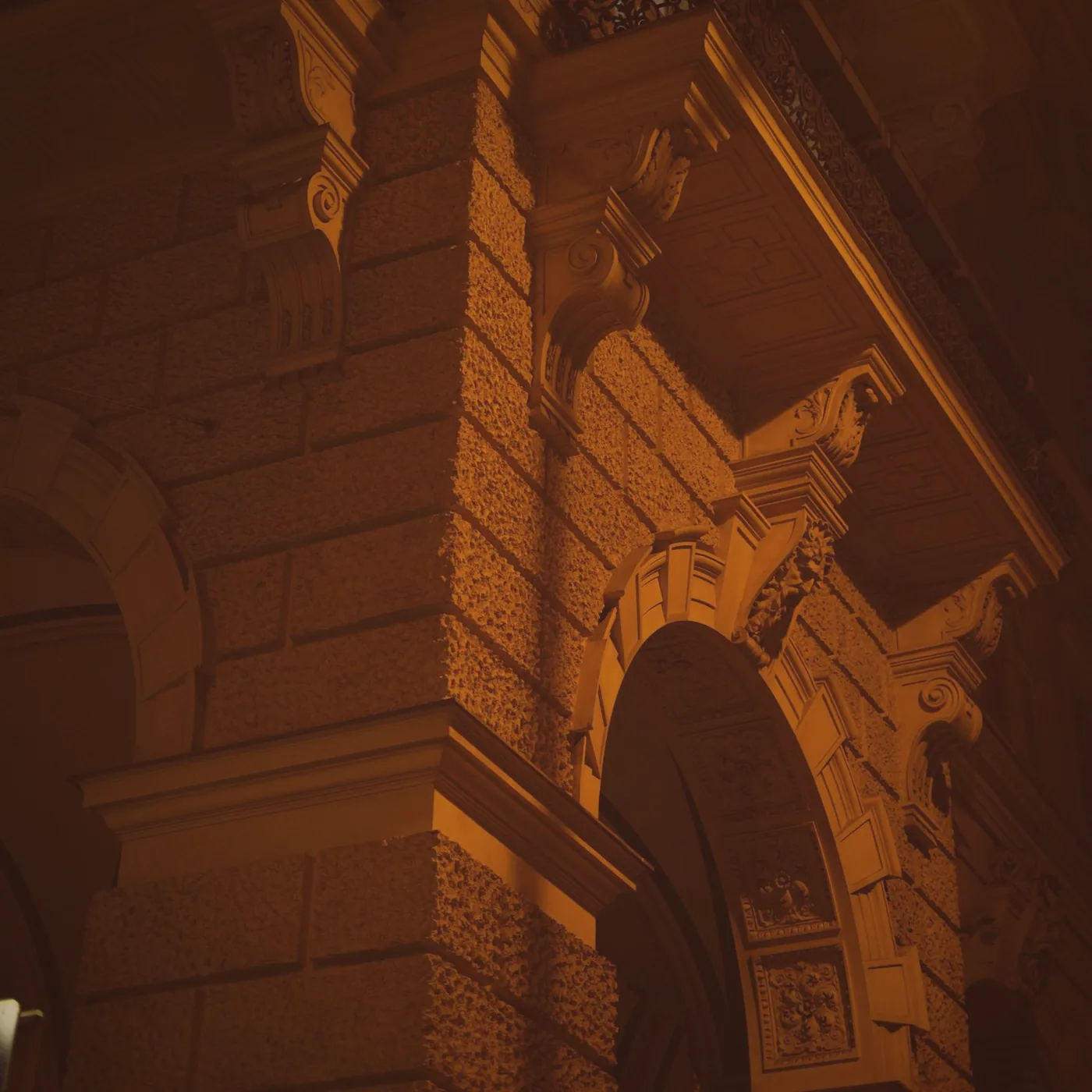 The Molesworth Street frontage after dark
